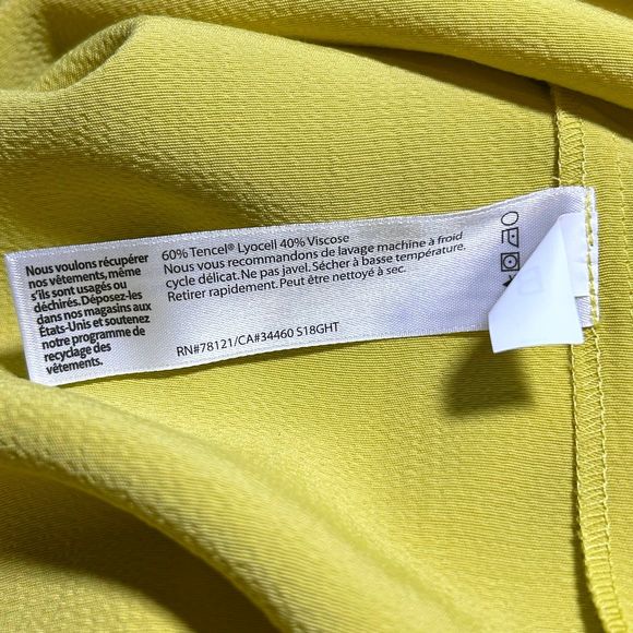 NWT Eileen Fisher Yellow Yarow Tencel Viscose Crepe Drop Waist Dress Womens XS - Picture 8 of 9